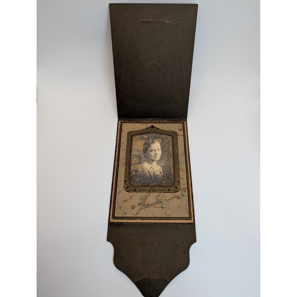 Antique Orebaugh Studio Shelbyville Indiana Portrait Photo Tri-Fold Folder Lady